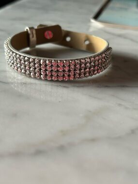 Swarovski silver toned bracelet with silver leather bracelet